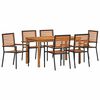 vidaXL Garden Dining Set 7 pcs Black Solid Acacia Wood