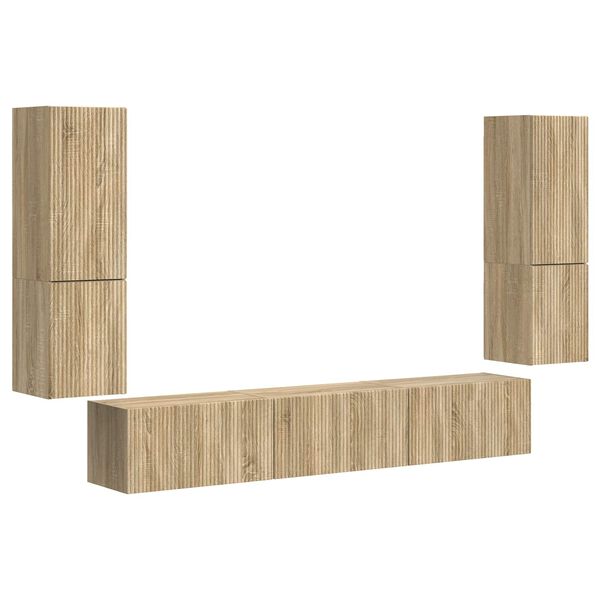 vidaXL TV Cabinet Set Wall-mounted 4 pcs Sonoma Oak Engineered Wood