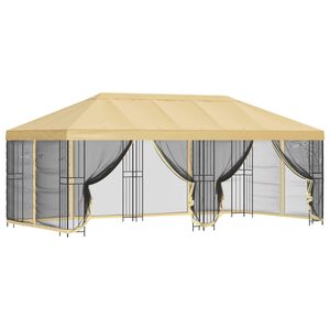 vidaXL 6 x 3 m Cream Polyester and Steel 190 gsm