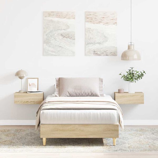 vidaXL Bed Frame No Mattress Sonoma Oak 75x190 cm Small Single Engineered Wood