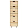 vidaXL Rolling Cabinet with Drawers MOSS Clear Varnish Solid Pine wood