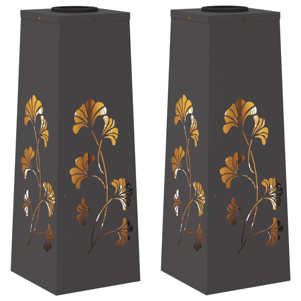 vidaXL Solar LED Pathway Light 2 pcs Black Cold Rolled Steel