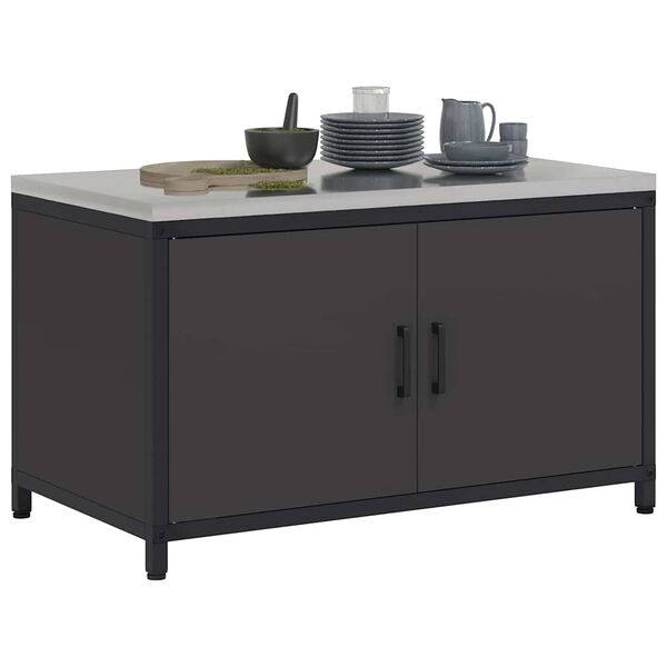 vidaXL Kitchen Storage with Shelf Black 90 x 50 x 53 cm Steel
