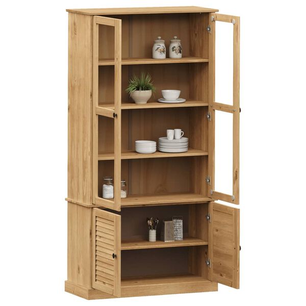 vidaXL Glass Display Cabinet VIGO 85x35x170 cm Solid Wood Pine