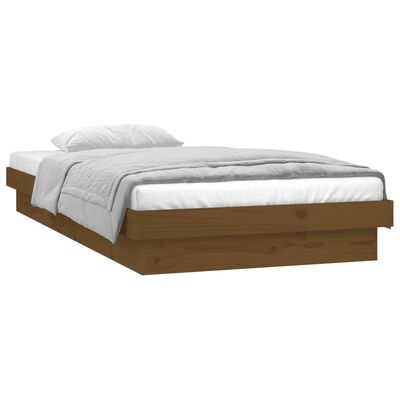 vidaXL LED Bed Frame Honey Brown 75x190 cm Small Single Solid Wood