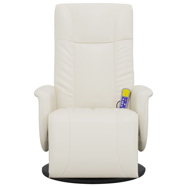 vidaXL Massage Recliner Chair with Footrest Cream Faux Leather