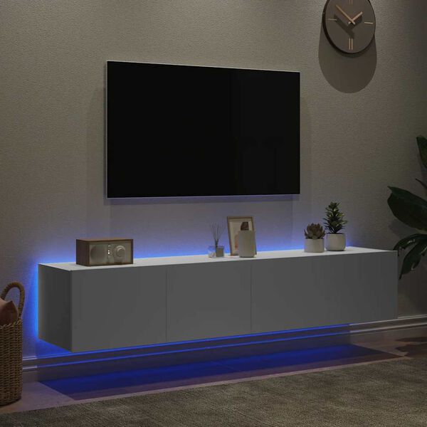 vidaXL TV Wall Cabinets with LED Lights 2 pcs White 80x35x31 cm