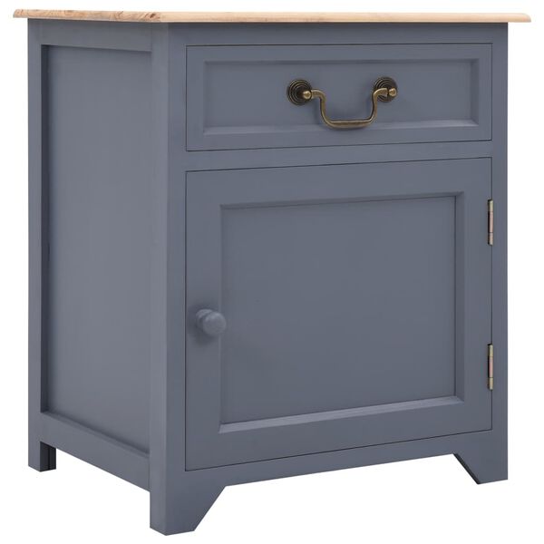 vidaXL Bedside Cabinet Grey and Brown 40x30x50 cm Paulownia Wood