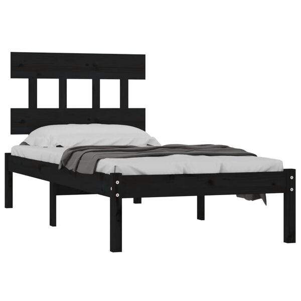 vidaXL Bed Frame without Mattress Black 100x200 cm Solid Wood