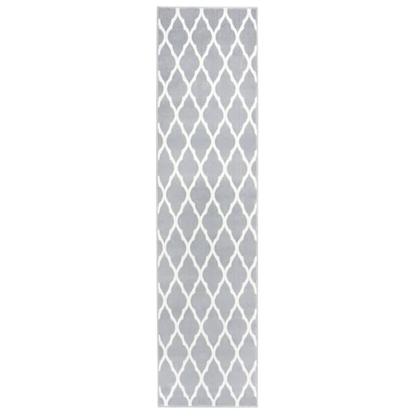vidaXL Runner Rug BCF Grey and White 80x350 cm