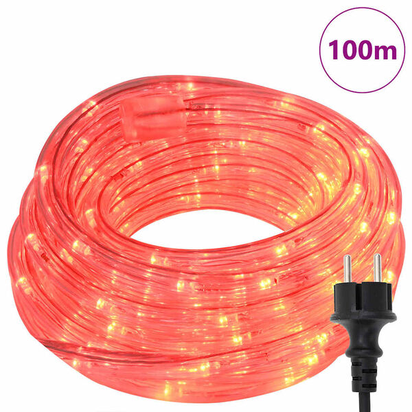 vidaXL Rope Light with 2400 LEDs Red 100 m PVC