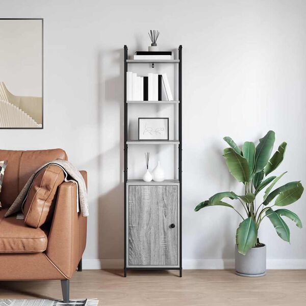 vidaXL Book Cabinet Grey Sonoma 40 x 24 x 161 cm Engineered Wood