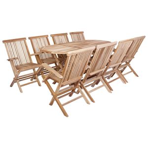 vidaXL Garden Furniture Set 9 pcs Natural Solid Teak Wood