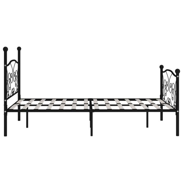 vidaXL Bed Frame without Mattress with Slatted Base Black Metal 160x200 cm