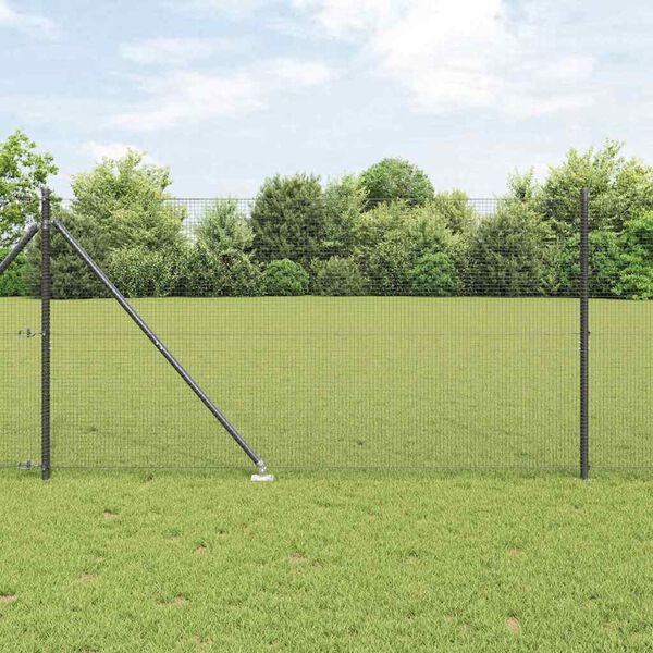 vidaXL Fence Post Grey 25 x 1.4 m (16 x 16 mm mesh) Steel and PVC