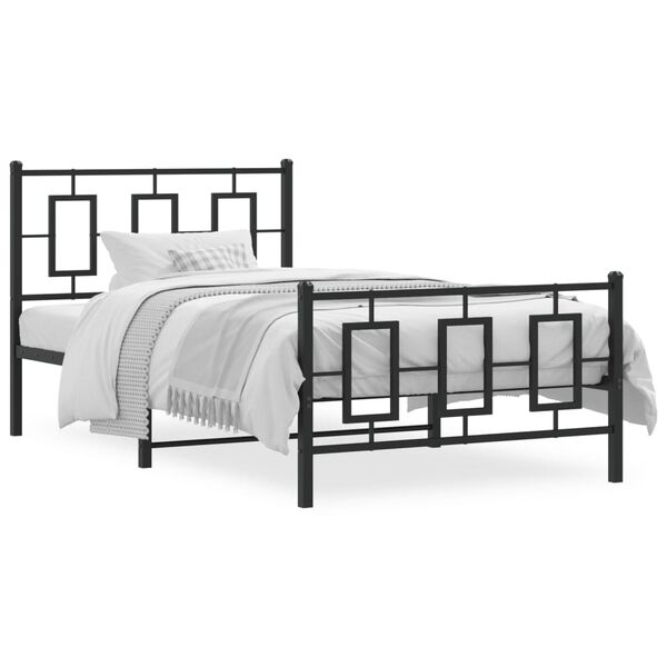 vidaXL Metal Bed Frame without Mattress with Footboard Black 100x200cm