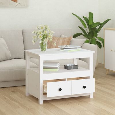 vidaXL Coffee Table White 71x49x55 cm Solid Wood Pine