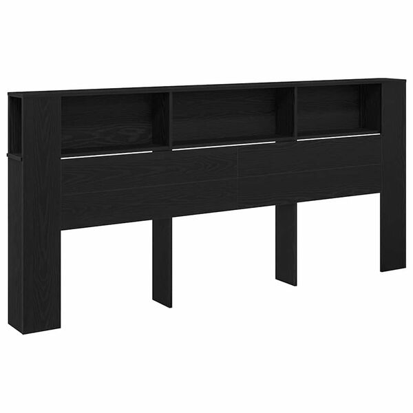 vidaXL Headboard Cabinet with Shelf Black Oak 220 x 18.5 x 102.5 cm