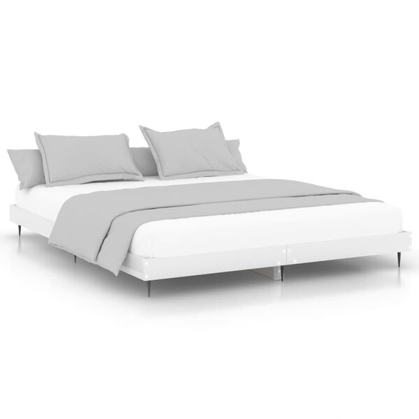 vidaXL Bed Frame without Mattress High Gloss White 200x200 cm