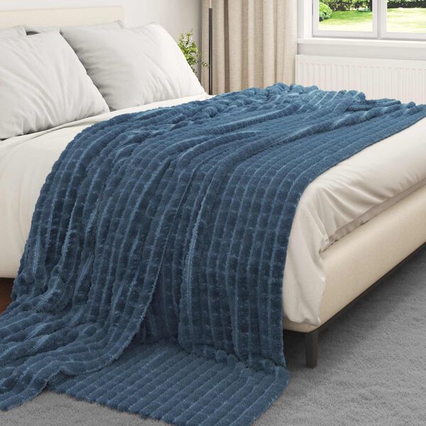 vidaXL Throw Blanket Navy Blue 240 x 220 cm Fleece
