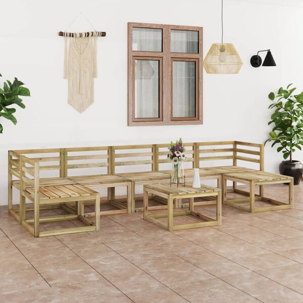 vidaXL 8 Piece Garden Lounge Set Green Impregnated Pinewood