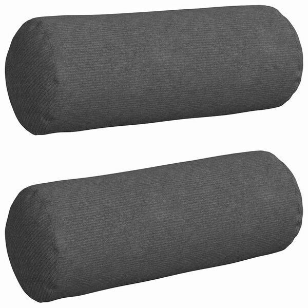 vidaXL Bolster Pillows 2 pcs Dark Grey &Oslash; 25 x 70 cm Corduroy Fabric