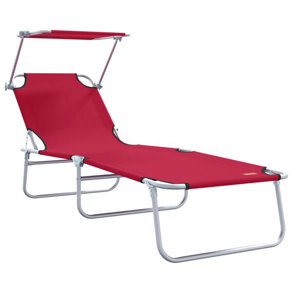 vidaXL Sun Lounger Folding 2-person 2 pcs Red 58 x 188 x 77cm Fabric