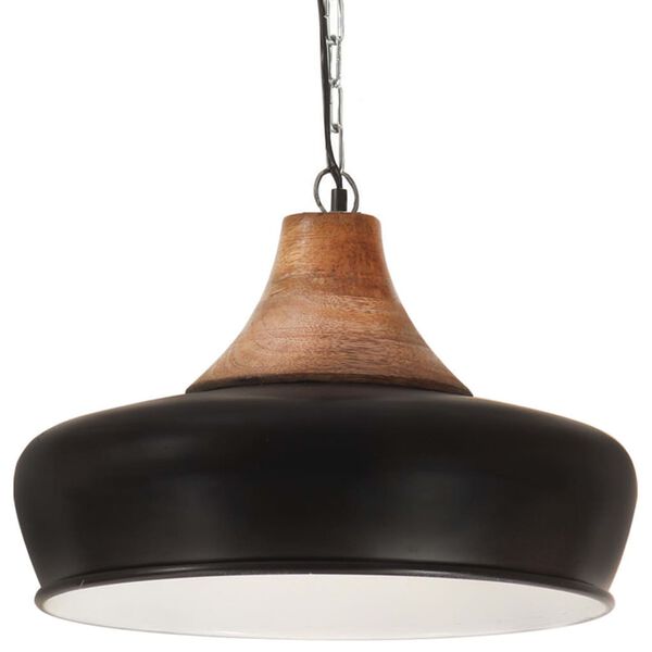 vidaXL Industrial Hanging Lamp Black Iron & Solid Wood 26 cm E27