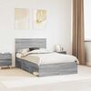 vidaXL Bed Frame Grey Sonoma 135 x 190 cm Solid Pine Wood