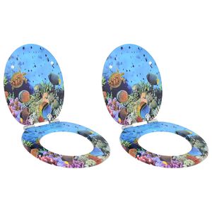 vidaXL WC Toilet Seats with Soft Close Lid 2 pcs MDF Deep Sea Design