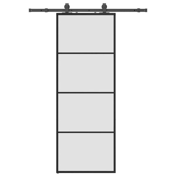 vidaXL Sliding Door with Hardware Set Black 76x205 cm ESG Glass