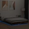 vidaXL Bed Frame with LED Lights without Mattress Smoked Oak 120x200cm