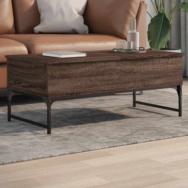 vidaXL Coffee Table Brown Oak 100x50x40 cm Engineered Wood and Metal
