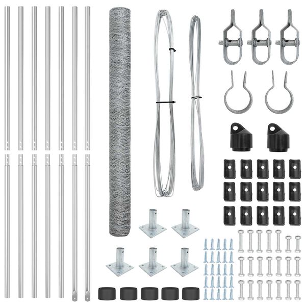 vidaXL Fence with Posts Silver 1.4 x 10 m PVC-coated steel