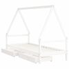 vidaXL Kids Bed Frame with Drawers White 90x190 cm Solid Wood Pine