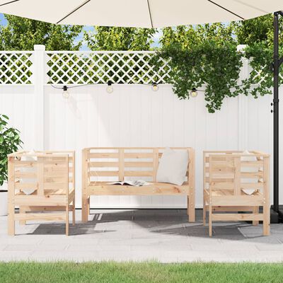 vidaXL 3 Piece Garden Lounge Set Solid Wood Pine