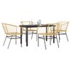 vidaXL 5 Piece Garden Dining Set Brown Poly Rattan Glass