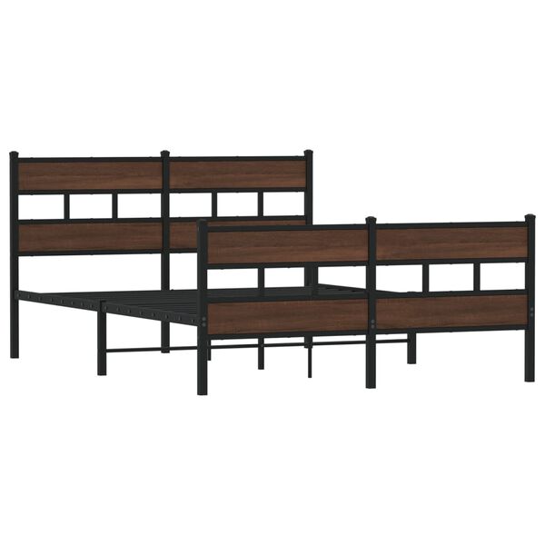 vidaXL Metal Bed Frame without Mattress Brown Oak 150x200 cm King Size