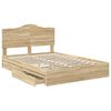 vidaXL Storage Bed with Drawer Sonoma Oak 140 x 190 cm Engineered Wood