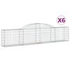 vidaXL Arched Gabion Baskets 6 pcs 300x30x60/80 cm Galvanised Iron