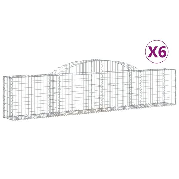 vidaXL Arched Gabion Baskets 6 pcs 300x30x60/80 cm Galvanised Iron