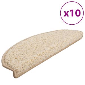vidaXL Stair Mats 10 pcs 65x21x4 cm Cream Half Round Large