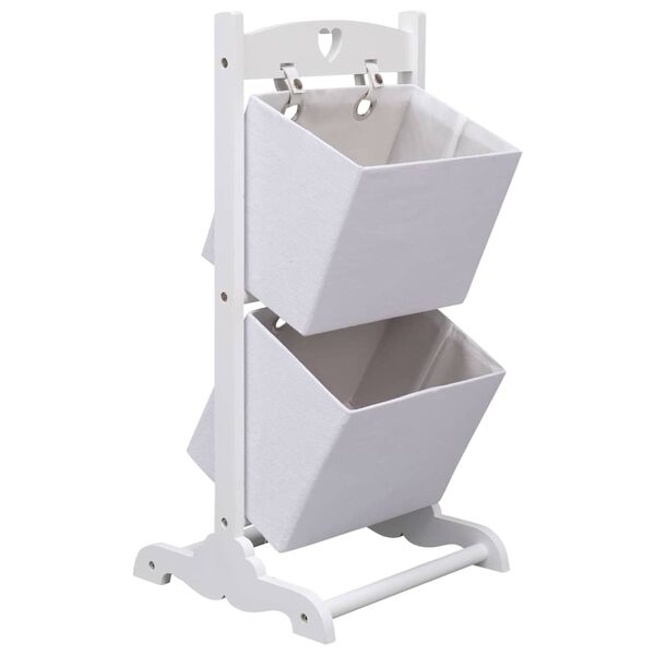 vidaXL 2-Layer Basket Rack White 35x35x72 cm Wood