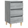vidaXL Bed Cabinets with Solid Wood Legs 2 pcs Grey Sonoma 40x35x69 cm
