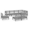 vidaXL 8 Piece Garden Lounge Set Solid Wood Pine Grey