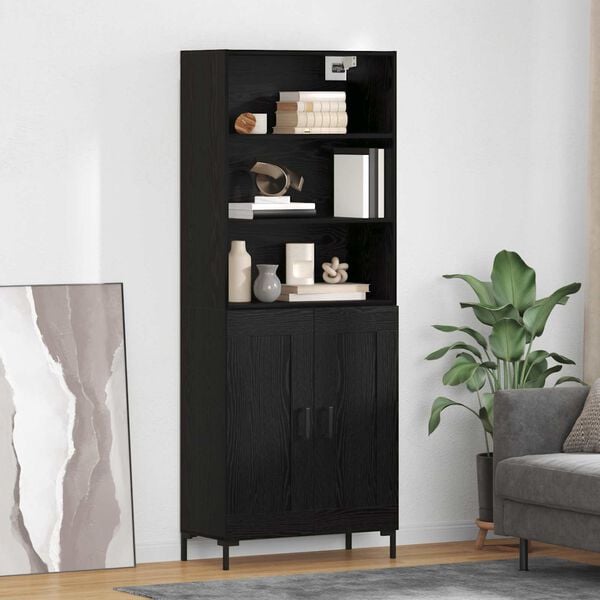 vidaXL Highboard Black Oak 69.5 x 34 x 180 cm Engineered Wood
