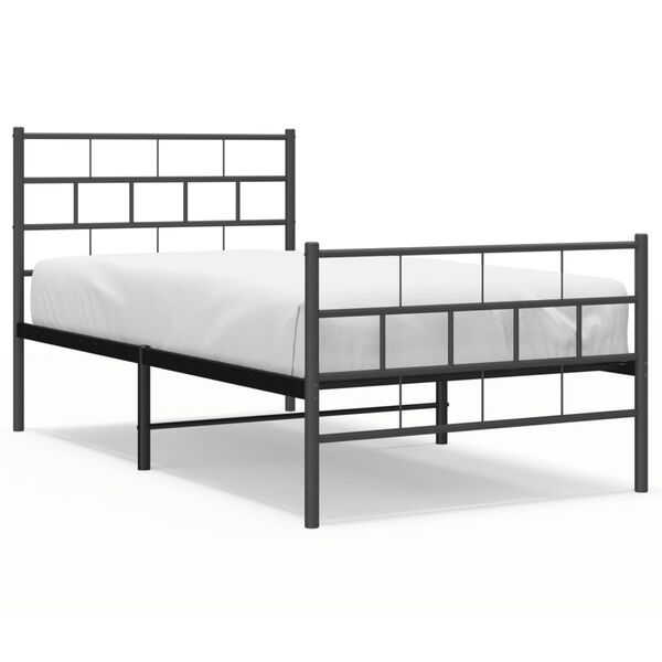 vidaXL Metal Bed Frame without Mattress with Footboard Black 107x203cm