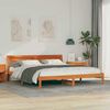 vidaXL Bed Frame with Headboard Brown 200 x 200 cm Solid Pine Wood