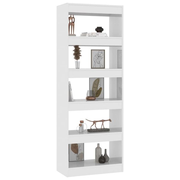 vidaXL Book Cabinet/Room Divider High Gloss White 60x30x166 cm Engineered Wood