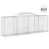 vidaXL Arched Gabion Baskets 12 pcs 300x50x100/120 cm Galvanised Iron